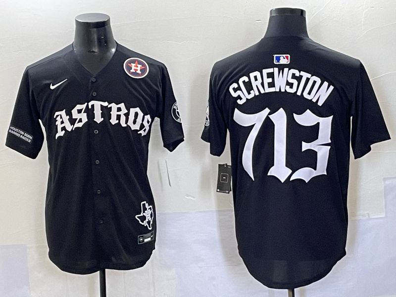 Men 2025 Houston Astros 713 Screwston Black Seven generations Joint Name Nike MLB Jersey style 13->houston astros->MLB Jersey